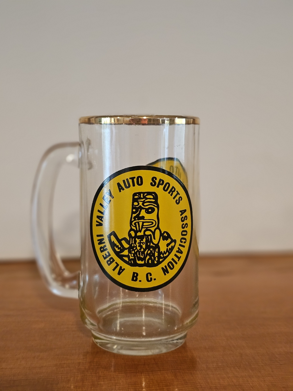 Vintage Alberni Valley Auto Sports Association BC Glass Beer Mug Stein